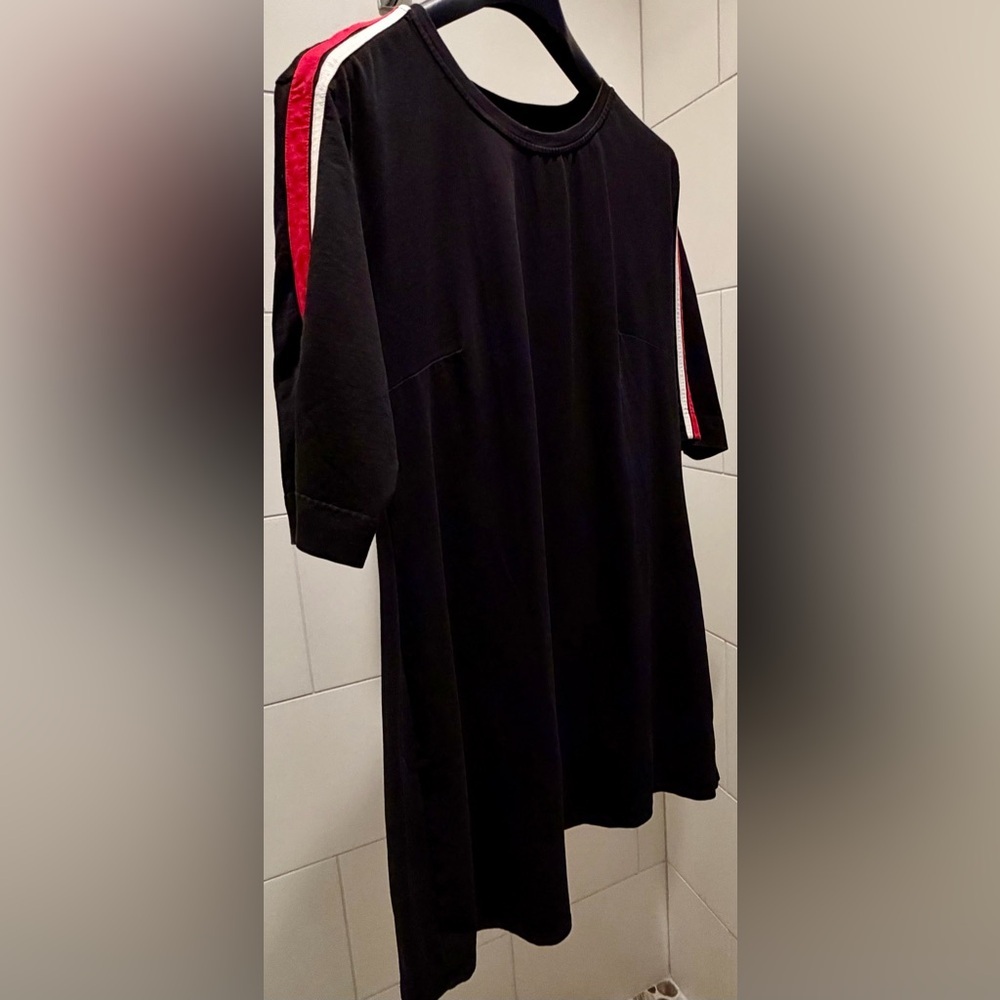 City Chic Sporty Black Sweatshirt Dress with Red/White Stripes 18 - Picture 2 of 5